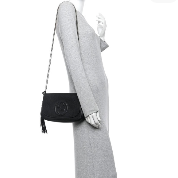 Gucci Pebbled Calfskin Medium Soho Flap Crossbody Black - Picture 13 of 13